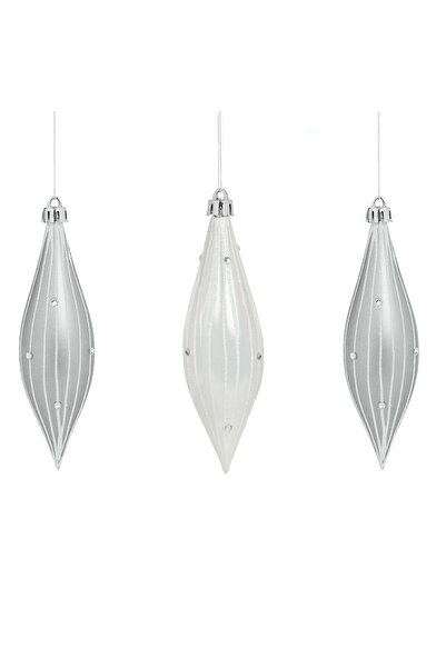 OEM Christmas Tree Ornaments Silver Torturi with White Holographic Stripes 14...