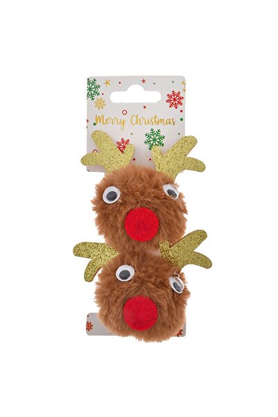 OEM Christmas Fashion Reindeer Pompom Hair Scrunchies - 2pcs