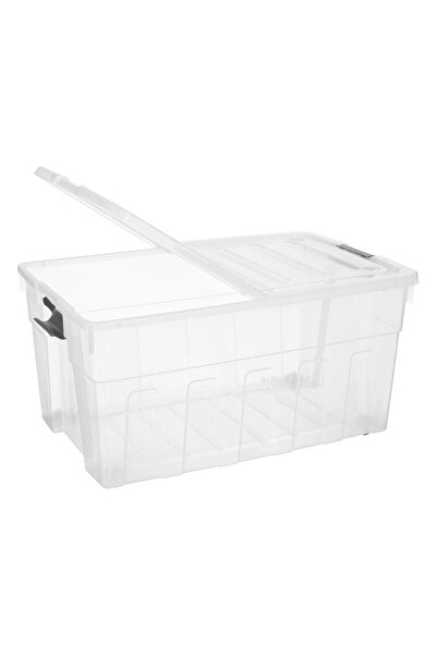 OEM Transparent Foldable Plastic Storage Box with Lid & Wheels 120l