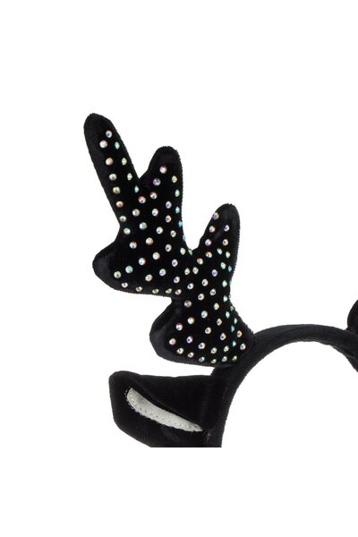 OEM Christmas Hair Wreath Black Reindeer Horns & Ears with Colorful Rhinestones