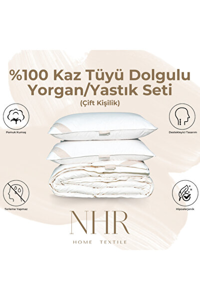 NHR HOME %100 Kaz Tüyü Dolgulu %90 Gıdık , Isı Dengeleyici, Çift Kişilik, Yas...