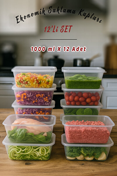 Ezupack 12 حاوية تخزين سعة 1000 مل صديقة للبيئة مانعة للتسرب مع أغطية، مناسبة...