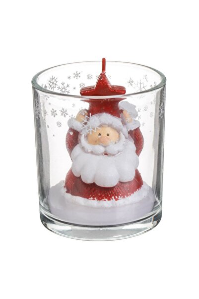 OEM Lumanare in Pahar cu Mos Craciun & Stea Rosie Ø7x8cm