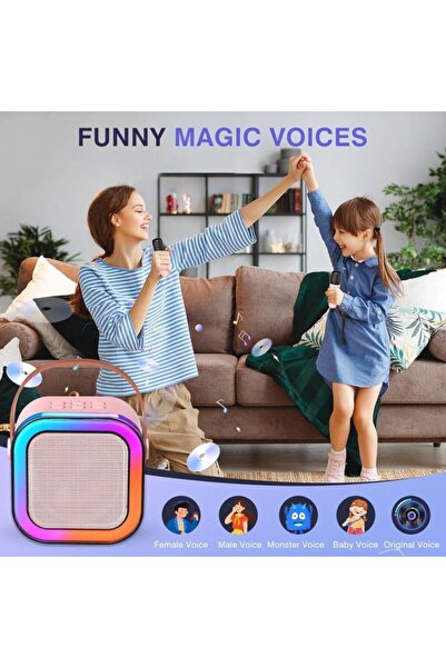 UNİBOX Portable Karaoke Speaker for Kids with 2 Wireless Microphones, RGB LED, Bluetooth, FM Radio