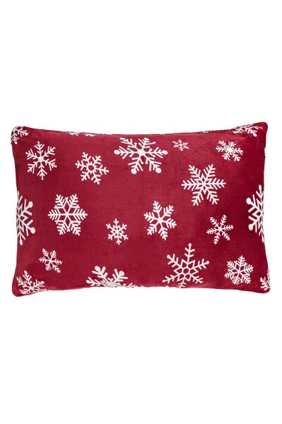 OEM Christmas Decorative Velvet Pillowcase Burgundy with White Flakes 70x50cm