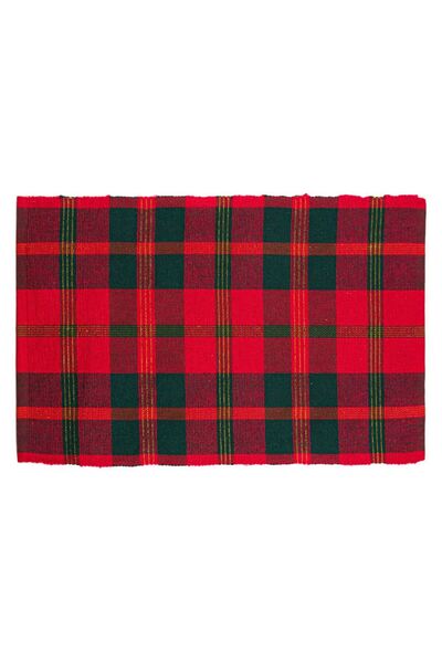 OEM Χριστουγεννιάτικη Υφασμάτινη Θήκη Πιάτου, Κόκκινο Πράσινο Καρό, Λούρεξ Χρ...