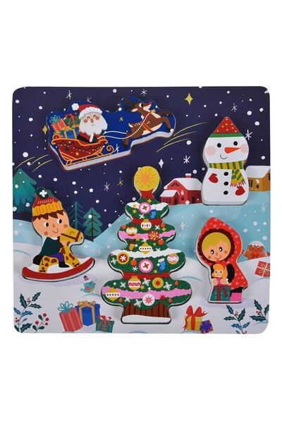 OEM Christmas Wooden Puzzle with 5 Figures 22x22cm