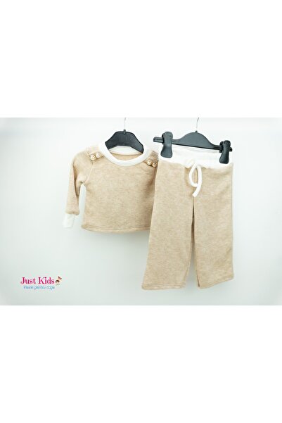Justkids Set tricotat din 2 piese cu nasturi eleganți, bej, 6-36 luni