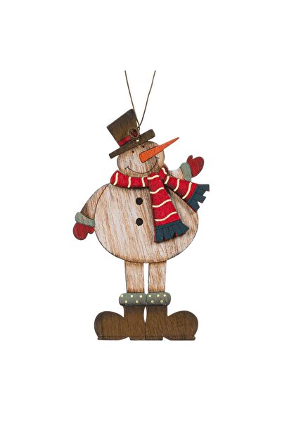 OEM Vintage Wooden Snowman Christmas Tree Ornament 11.5cm