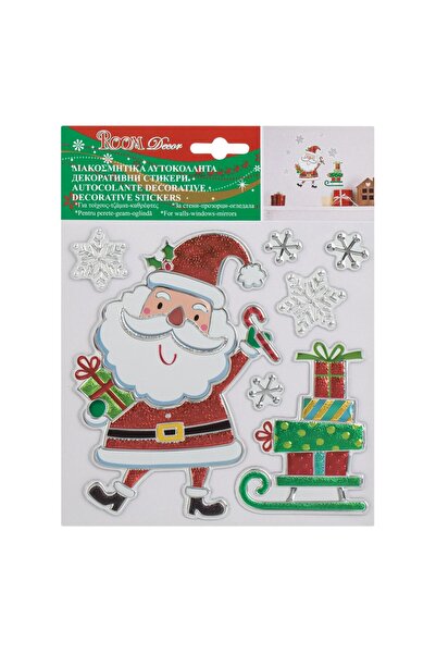 OEM Χριστουγεννιάτικα Διακοσμητικά Αυτοκόλλητα Άγιος Βασίλης με Έλκηθρο & Δώρ...