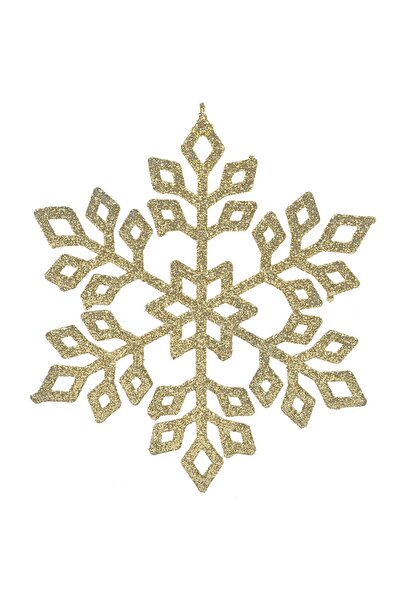 OEM Μπεζ Χριστουγεννιάτικο Στολίδι Δέντρου με Γκλίτερ Νιφάδα Χιονιού 15 εκατοστά