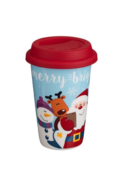 OEM Нова коледна чаша Bone Blue Santa Claus със силиконов капак 385 мл