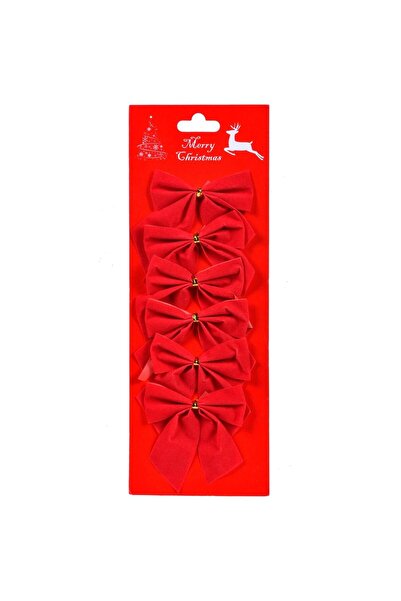 OEM Fundite Decorative de Craciun Rosii Catifelate 7x9cm - 6buc