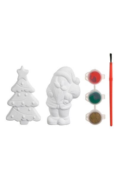 OEM Creative Christmas Set with Plaster Figurines, Santa Claus & Paint - 2pcs
