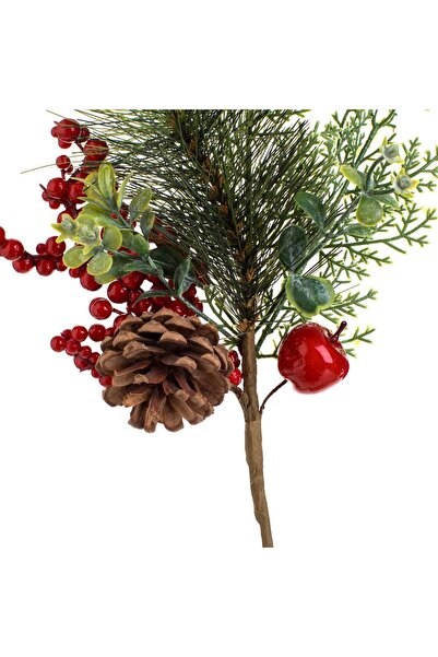 OEM Κλαδί πεύκου με κόκκινα μήλα, μούρα και κώνους Χριστουγεννιάτικη διακόσμη...