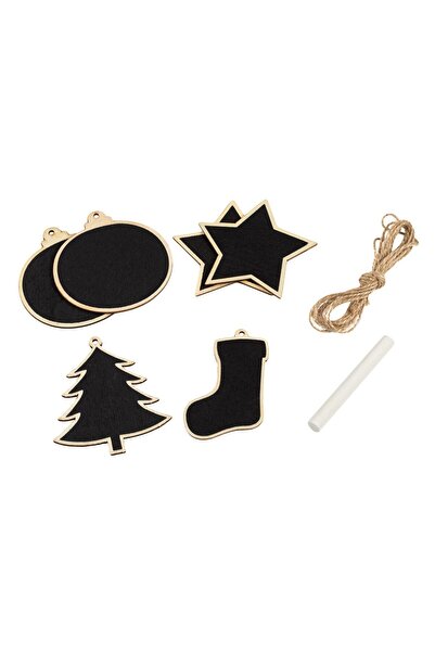 OEM Christmas Creation Set Wooden Ornaments Blackboard with Chalk - 6pcs