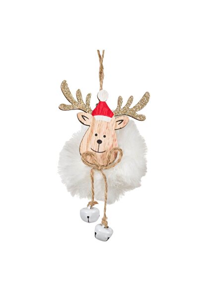 OEM Ornament Brad de Craciun Cerb Alb Auriu 17 centimetri