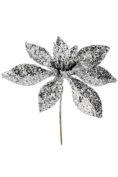 OEM Floare Decorativa de Craciun Argintie 15.5cm