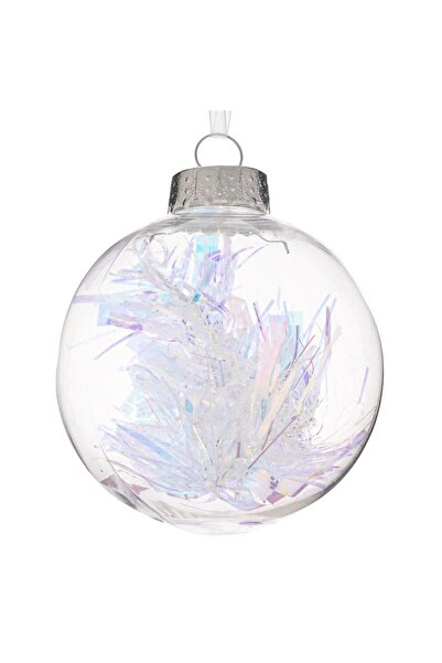 OEM Ornament Brad de Craciun Glob Transparent cu Beteala Irizata Ø8cm