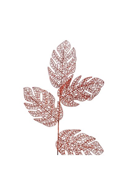 OEM Ramura Decorativa de Craciun Rosie cu Frunze Late 84cm