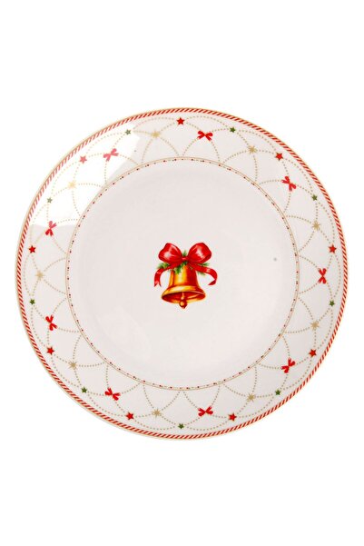 OEM White Porcelain Christmas Plate with Bell Pattern Ø19 centimeters