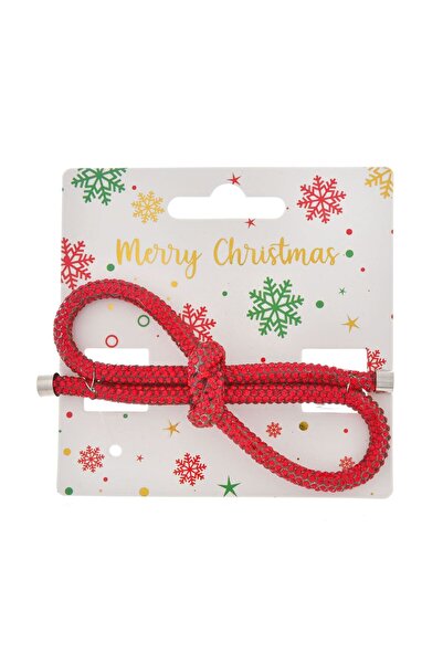 OEM Clama de Par de Craciun Fundita cu Siret Rosu & Strass 12 centimetri