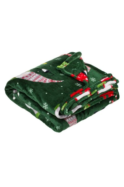 OEM Green Velvet Christmas Decorative Blanket with Gnome Figurines 200x200cm