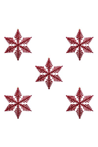 OEM Σετ Στολίδια Χριστουγεννιάτικου Δέντρου Κόκκινες Νιφάδες Γκλίτερ 10εκ. - ...