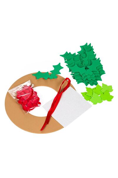 OEM Set Creatie din Spuma de Craciun Coronita Pompon Rosu 22cm