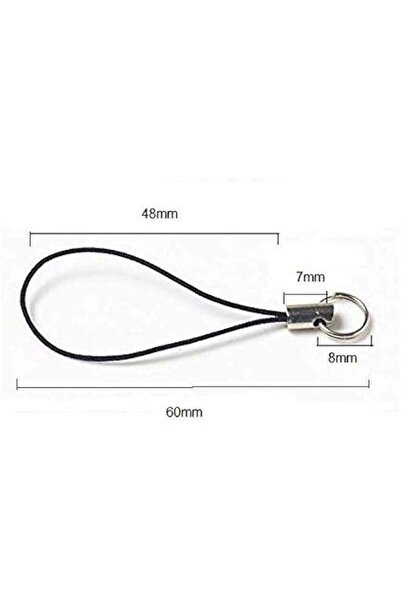 Generic 50 Pieces Black Cell Phone Strap with Silver Tone Split Ring