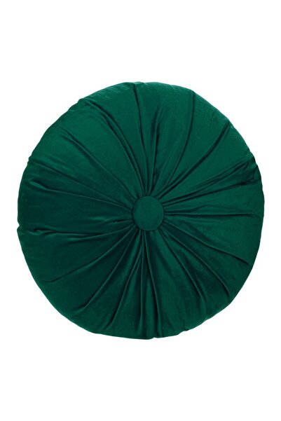 OEM Velvet Decorative Pillow with Green Buttons Ø40x10cm