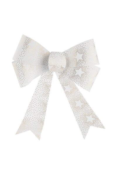 OEM Διακοσμητικός Χριστουγεννιάτικος Φιόγκος από Λευκό Βελούδο με Χρυσά Αστέρ...