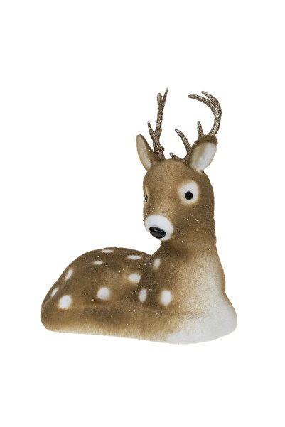 OEM Decorative Christmas Reindeer Figurine Made of Foam Sitting with Polka Dots & Glitter 26cm