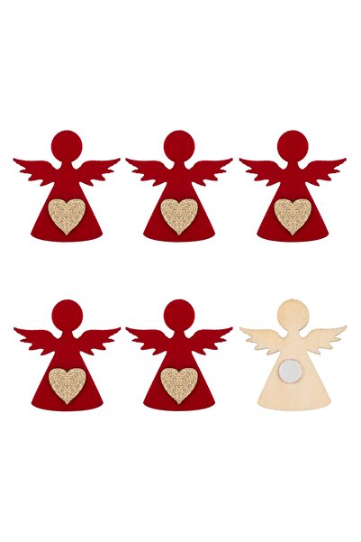 OEM Διακοσμητικά Χριστουγεννιάτικα Αυτοκόλλητα Κόκκινοι Ξύλινοι Άγγελοι 5 εκα...