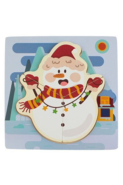 OEM Christmas Wooden Puzzle with Snowman 18x18cm - (3 pieces)