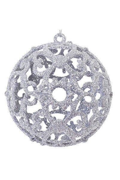 OEM Set Globuri de Craciun Argintii Glitter 8cm - 6buc