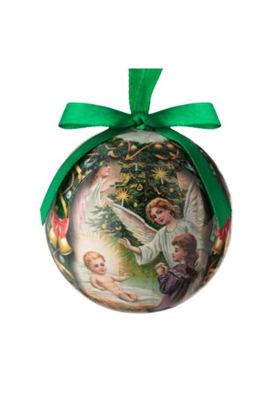 OEM Christmas Tree Ornament Globe with the Image of the Birth of Jesus Angel 7.5cm