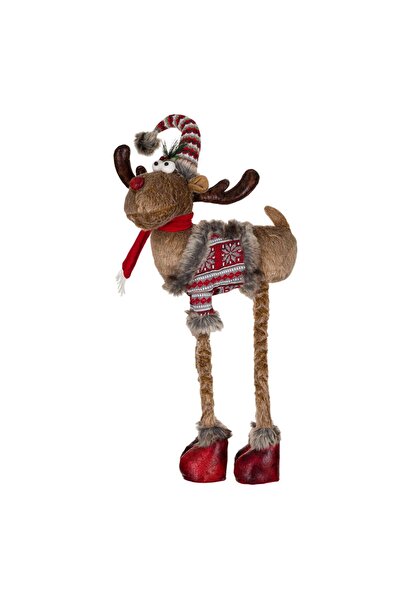 OEM Christmas Decorative Figure Deer Extendable Legs Red Scarf 75-98cm