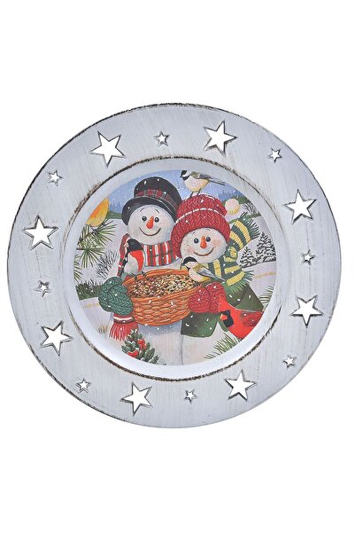 OEM Round Plastic Decorative Plate Snowman Stars Ø33cm
