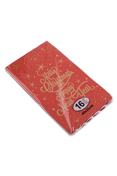 OEM 3-Ply Red Table Napkins with Gold Foil Message 33x40cm - 16pcs
