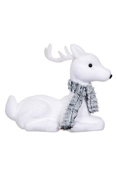 OEM Decorative Christmas Reindeer Foam Figurine with Gray Faux Fur Scarf 30cm