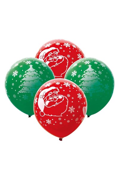 OEM Baloane de Petrecere cu Imprimeu de Craciun Verzi Rosii 30cm - 10buc