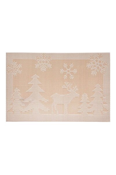 OEM PVC Stand Gold Plate Deer Fir Trees Christmas Snowflakes 45x30cm