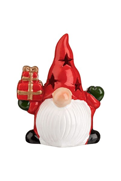 OEM Κεραμικό Χριστουγεννιάτικο Φιγούρα Νάνο με Δώρο για Κηροπήγιο Χαπιού 6.5x...