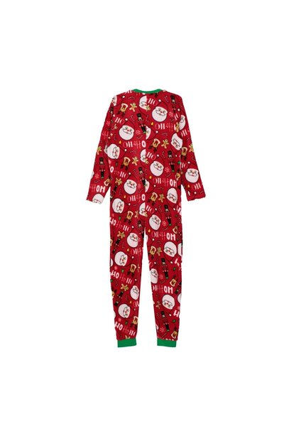 OEM Christmas Family Red Velvet Onesie with Figures for Adults - One Size