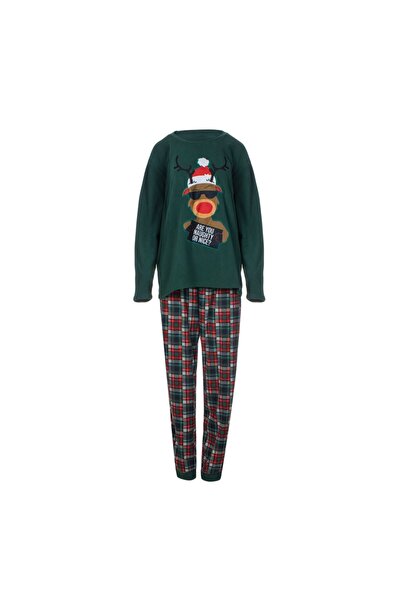 OEM Set Pijama de Craciun Verde Rosie in Carouri Ren "Are you naughty or nice...