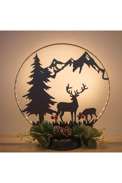 OEM Декоративна метална коледна украса "Елен" на LED основа Ø25x28см