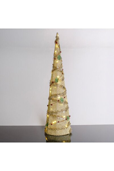 OEM Διακοσμητικό Κωνικό Χριστουγεννιάτικο Δέντρο με Σαμπανί Γιρλάντα & 30 LED...