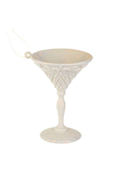 OEM Christmas Tree Ornament Cocktail Glass with Pink Glitter 9cm