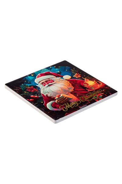 OEM Square Ceramic Christmas Glass Holder Santa Claus 10.8x10.8cm